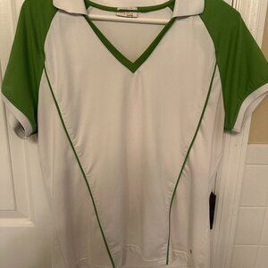 IZOD Women’s Short-Sleeve Polo Shirt - White/Green - Size XFG (Cool FX)